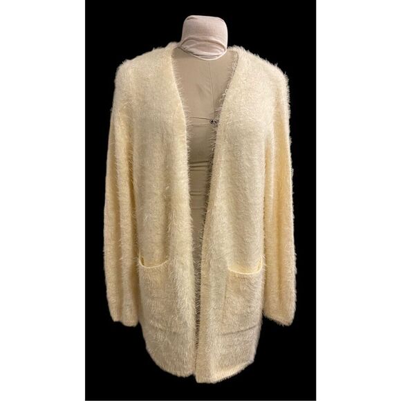 NWT Idem Ditto Open Cardigan Ivory Size L Front Pockets SOFT - Picture 2 of 12